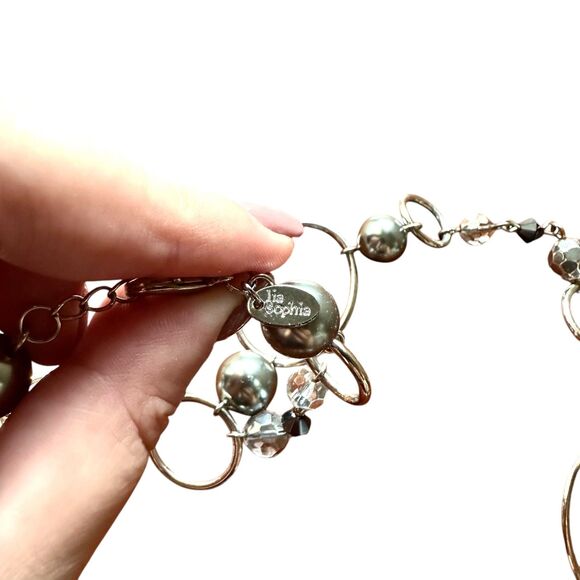 LIA SOPHIA Silver/Blue‎ Beaded Long Necklace - Picture 2 of 4